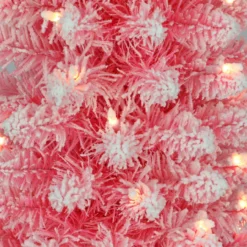 6.5' Pre-lit Flocked Fashion Pink Pencil Artificial Christmas Tree, Clear Lights -Christmas Trees Shop dpul tpf9612 65c2 pk 3 88772.1688183151