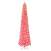 9' Pre-lit Flocked Fashion Pink Pencil Artificial Christmas Tree, Clear Lights