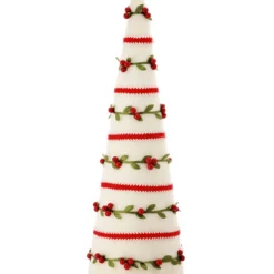 18" White And Red Berry Vine Frosted Christmas Cone Tree