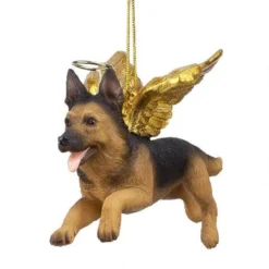 4" Flying German Shepherd Hand Painted Holiday Ornament