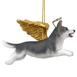 4" Flying Siberian Husky Dog Hand Painted Holiday Ornament -Christmas Trees Shop dtosc20jh170720 5 52853.1667615108