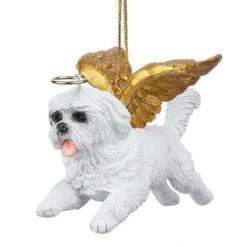 4" Flying Maltese Dog Hand Painted Holiday Ornament