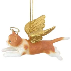 4" Flying Orange Cat Hand Painted Holiday Ornament -Christmas Trees Shop dtosc20jh170738 3 24779.1667615225