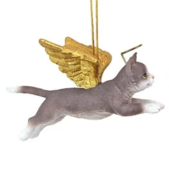 4" Flying Gray Cat Hand Painted Holiday Ornament -Christmas Trees Shop dtosc20jh170740 3 39708.1667615228