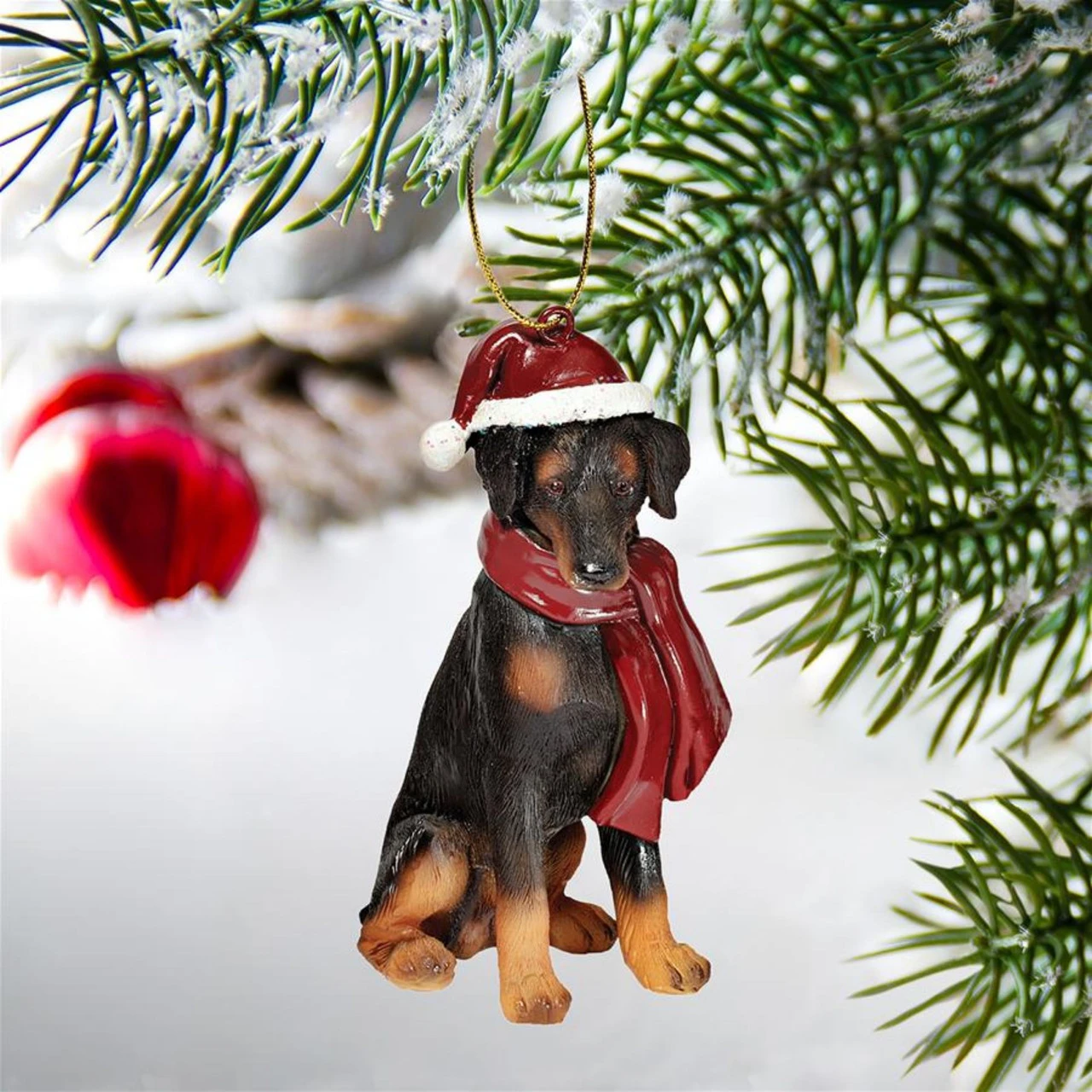 3.5" Doberman Pinscher Dog Christmas Ornament 2 3.5" Doberman Pinscher Dog Christmas Ornament - Image 2