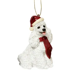 3.5" Sitting Poodle Dog Hand Painted Holiday Ornament
