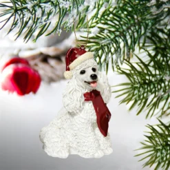 3.5" Sitting Poodle Dog Hand Painted Holiday Ornament -Christmas Trees Shop dtosc jh576314 3 01022.1667614808
