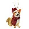3.5" Sitting Welsh Corgi Dog Hand Painted Holiday Ornament