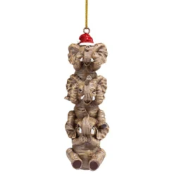 5" Brown And Red Elephant Hanging Christmas Ornament