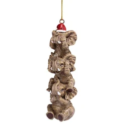 3ct Brown And Red Elephant Hanging Christmas Ornament 5" -Christmas Trees Shop dtosc qs994879 3 06676.1667575216