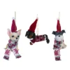 3ct Red And Black Puppy Christmas Hanging Figurine Ornaments 4"