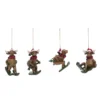 4ct Red And Brown Skiing Moose Christmas Hanging Ornaments 4"