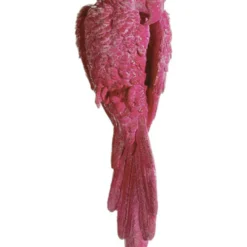 15" Pink Glittered Cockatoo Bird With Closed Feathers Christmas Ornament