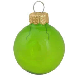 40ct Clear Green Glass Christmas Ball Ornaments 1.5" (40mm)