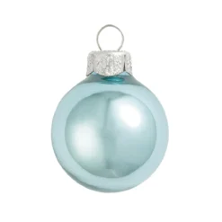 12ct Baby Blue Shiny Glass Christmas Ball Ornaments 2.75" (69mm)