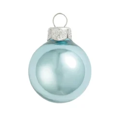8ct Baby Blue Shiny Glass Christmas Ball Ornaments 3.25" (80mm)