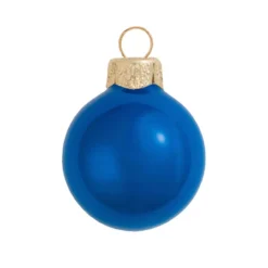 40ct Cobalt Blue Pearl Glass Christmas Ball Ornaments 1.25" (30mm)