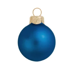 Matte Blue Delft Glass Ball Christmas Ornament 7" (180mm)