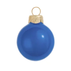 12ct Delft Blue Pearl Glass Ball Christmas Ornaments 2.75" (70mm)