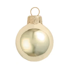 28ct Champagne Gold Shiny Finish Glass Christmas Ball Ornaments 2" (50mm)