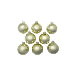 8ct Gold Shiny Glass Christmas Ball Ornaments 3.25" (80mm) -Christmas Trees Shop dwhi 27924 3 69220.1667488480