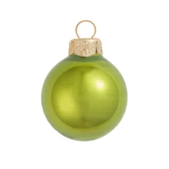 8ct Kiwi Green Glass Pearl Christmas Ball Ornaments 3.25" (80mm)