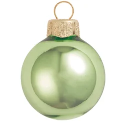 12ct Lime Green Shiny Glass Christmas Ball Ornaments 2.75" (70mm)