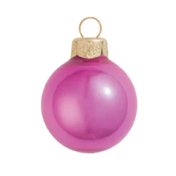 40ct Lipstick Pink Glass Shiny Christmas Ball Ornaments 1.25" (30mm)