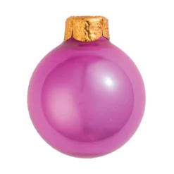 40ct Lipstick Pink Shiny Glass Christmas Ball Ornaments 1.5" (40mm)