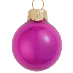 40ct Raspberry Pink And Gold Pearl Christmas Ball Ornaments 1.25" (30mm)