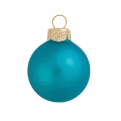 40ct Turquoise Blue Matte Glass Christmas Ball Ornaments 1.5" (40mm)