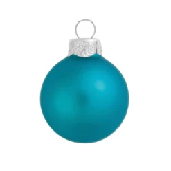 12ct Turquoise Blue Matte Glass Christmas Ball Ornaments 2.75" (70mm)