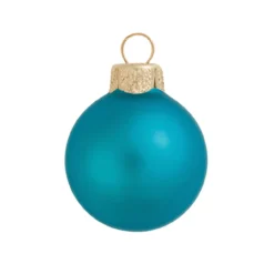 8ct Turquoise Blue Matte Glass Christmas Ball Ornaments 3.25" (70mm)
