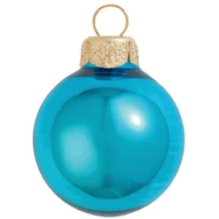 6ct Turquoise Blue Shiny Glass Christmas Ball Ornaments 4" (100mm)