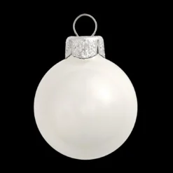 28ct White Shiny Glass Christmas Ball Ornaments 2" (50mm)