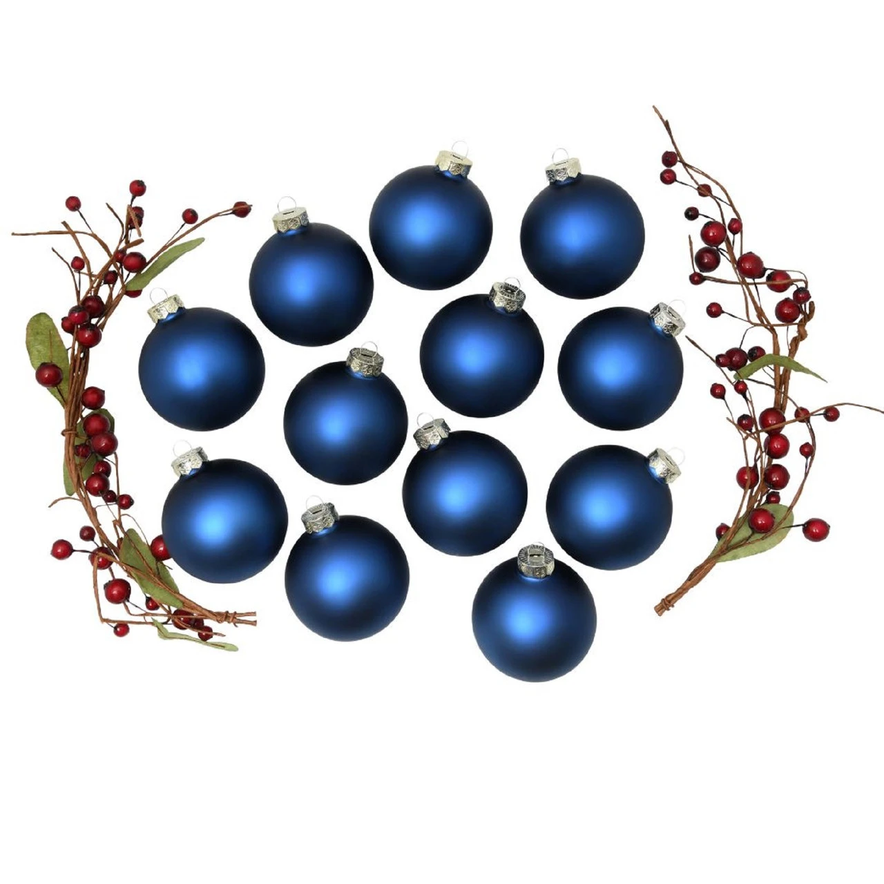 12ct Midnight Blue Matte Glass Christmas Ball Ornaments 2.75" (70mm) 2 12ct Midnight Blue Matte Glass Christmas Ball Ornaments 2.75" (70mm) - Image 2