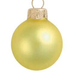 28ct Soft Yellow Matte Glass Christmas Ball Ornaments 2" (50mm)