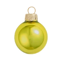 28ct Matte Soft Yellow Glass Ball Christmas Ornaments 2" (50mm)
