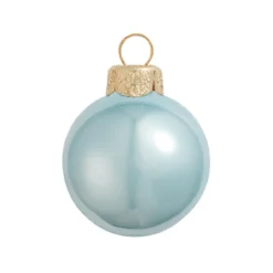 12ct Blue And Gold Shiny Glass Christmas Ball Ornaments 2.75" (70mm)