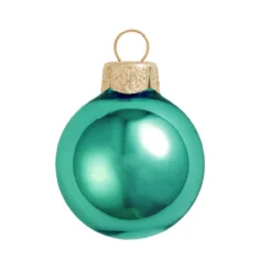 40ct Turquoise Green Shiny Glass Christmas Ball Ornaments 1.5" (40mm)
