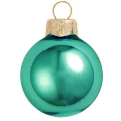 28ct Teal Green Shiny Glass Christmas Ball Ornaments 2" (50mm)