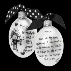 "Friendship Is One Of Life's Blessings" Marci Glass Christmas Ball Ornament 2.75" (70mm) -Christmas Trees Shop dwhi 40053 96010.1687382037
