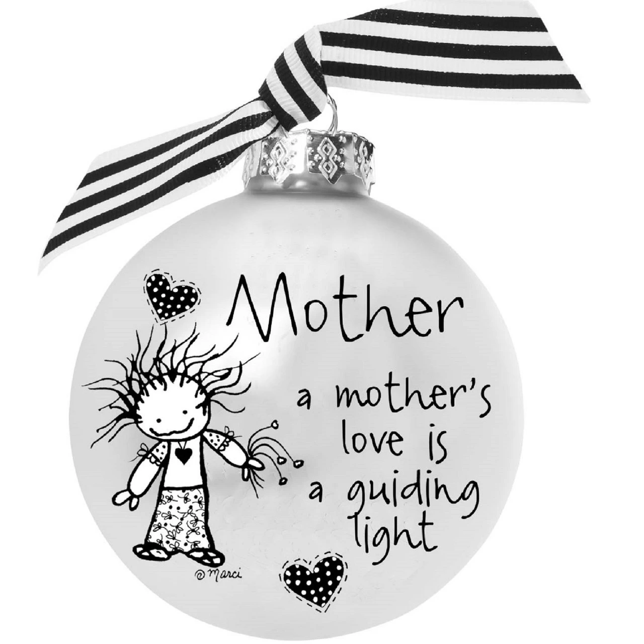4" Black And White Christmas Ball Ornament With Mother's Love Print 1 4" Black And White Christmas Ball Ornament With Mother's Love Print