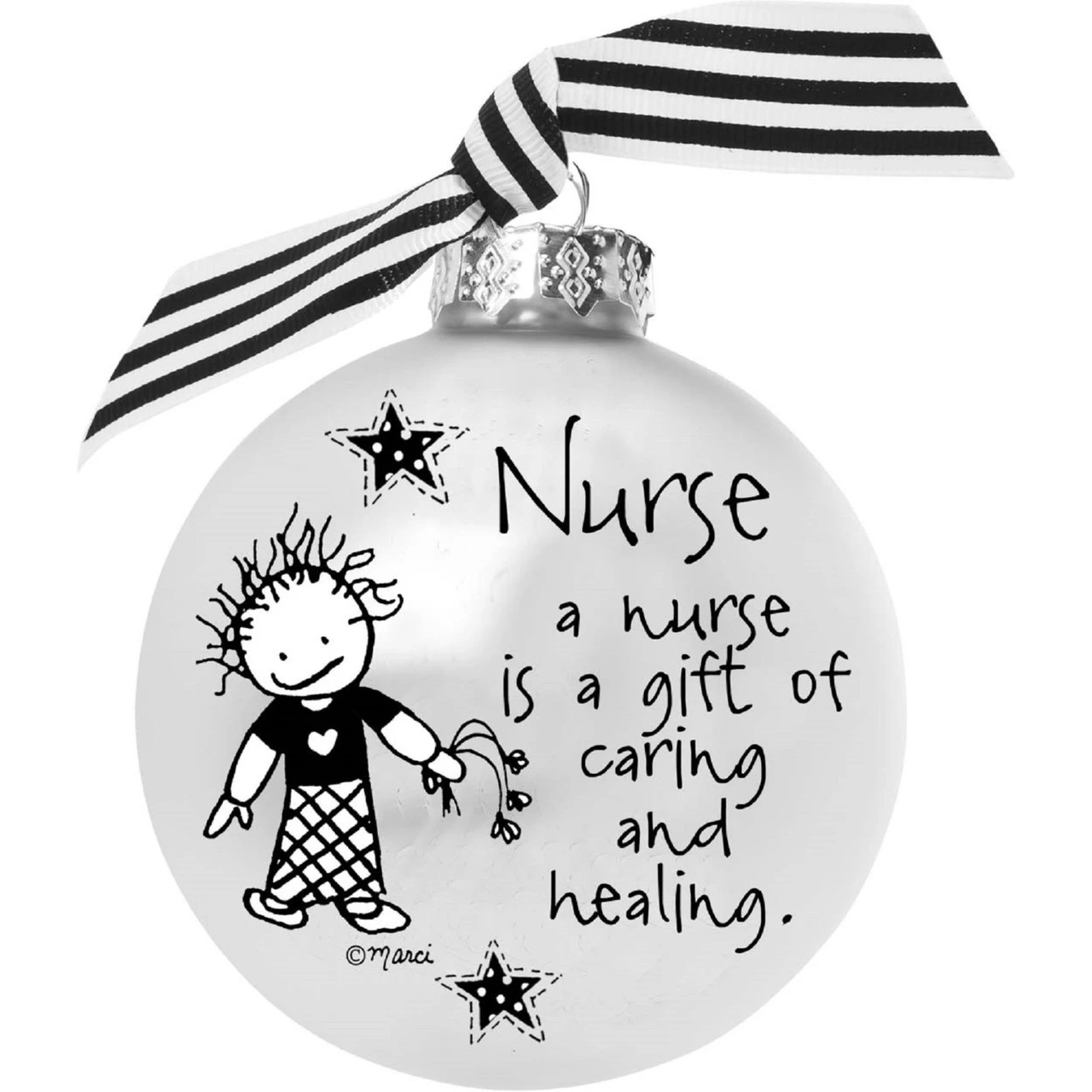 4" Black And White Christmas Ball Ornament With A Nurse Is A Gift Print 1 4" Black And White Christmas Ball Ornament With A Nurse Is A Gift Print