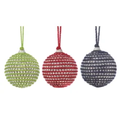 Set Of 3 Green And Blue Contemporary Christmas Ball Ornaments 10.25"