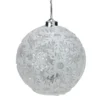 4ct Battery Operated Pre-Lit Silver Glitter Snowflake Christmas Ball Ornaments 6" (150mm)