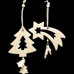 Club Pack Of 18 Ivory White Tree And Shooting Star Felt Ornaments
