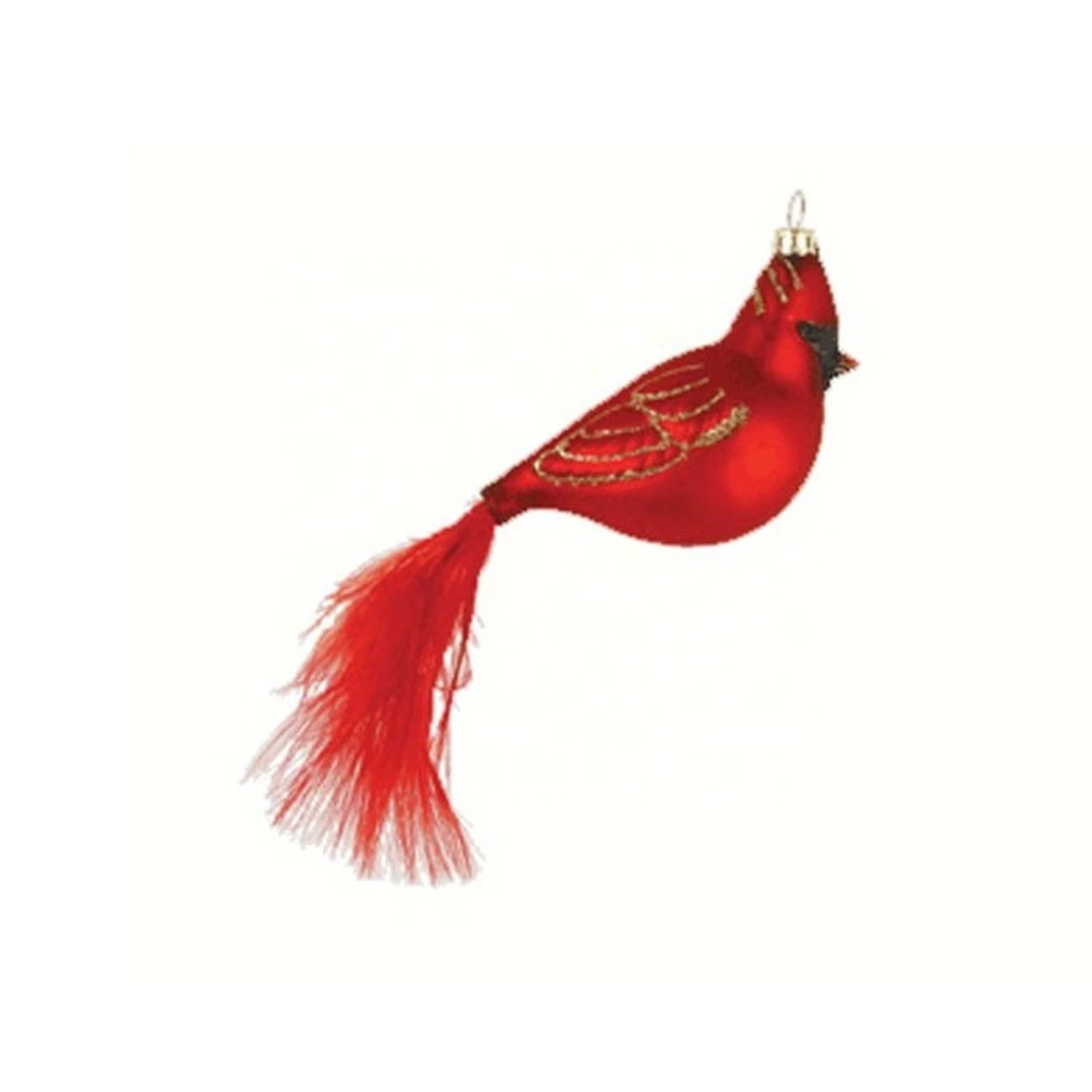 5.63" Red Cardinal Bird With Feather Tail Hand Blown Glass Hanging Figurine Ornament 1 5.63" Red Cardinal Bird With Feather Tail Hand Blown Glass Hanging Figurine Ornament