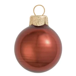 40ct Chocolate Brown Pearl Glass Christmas Ball Ornaments 1.25" (30mm)