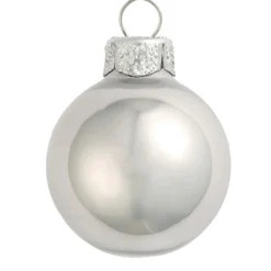 8ct Mercury Silver Glass Pearl Christmas Ball Ornaments 3.25" (80mm)
